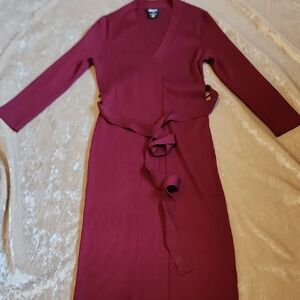 DKNY Elegant Burgundy Wrap Dress Sz M